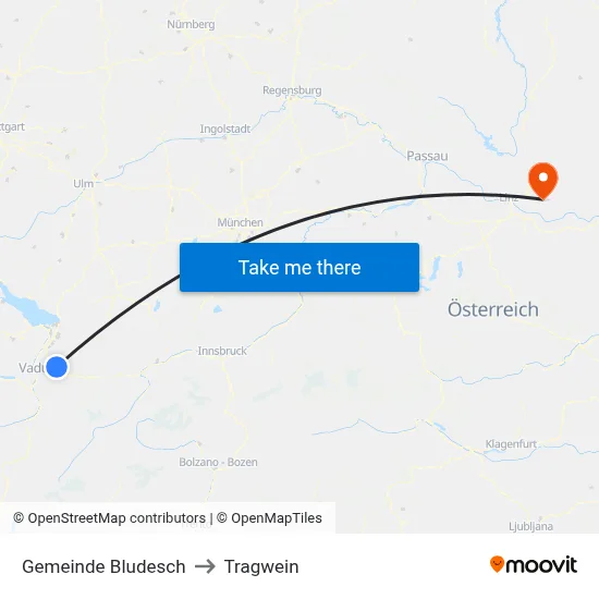 Gemeinde Bludesch to Tragwein map