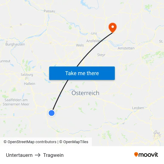 Untertauern to Tragwein map