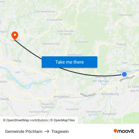 Gemeinde Pöchlarn to Tragwein map