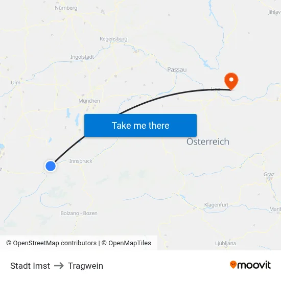 Stadt Imst to Tragwein map