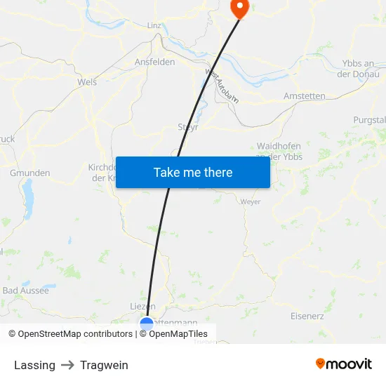 Lassing to Tragwein map