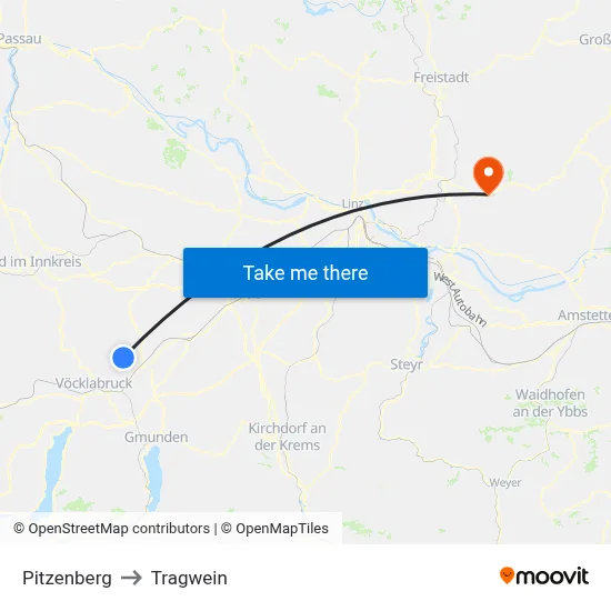 Pitzenberg to Tragwein map