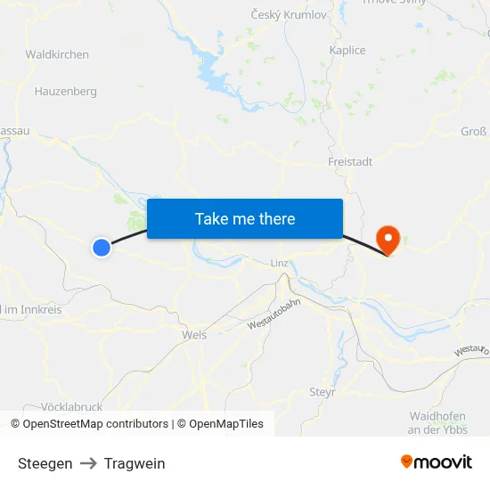 Steegen to Tragwein map