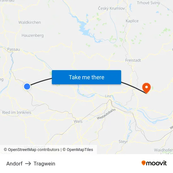 Andorf to Tragwein map