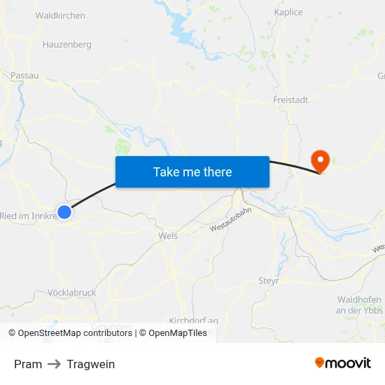 Pram to Tragwein map