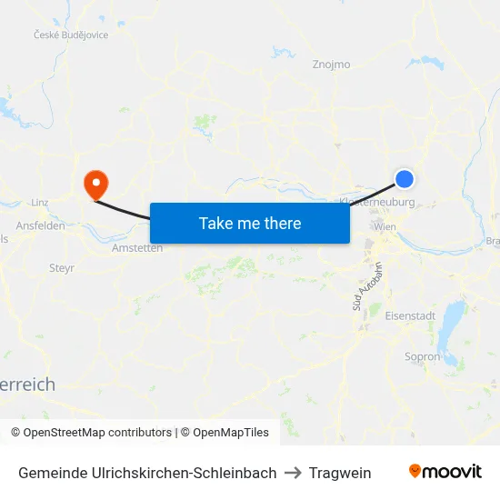 Gemeinde Ulrichskirchen-Schleinbach to Tragwein map
