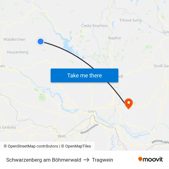Schwarzenberg am Böhmerwald to Tragwein map