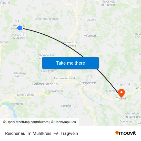 Reichenau Im Mühlkreis to Tragwein map