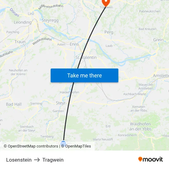 Losenstein to Tragwein map