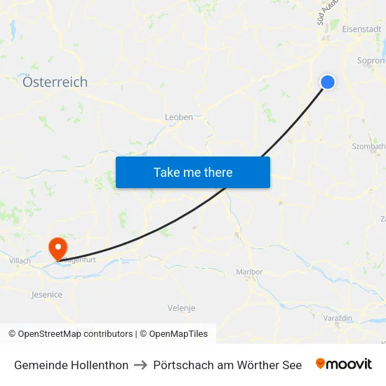 Gemeinde Hollenthon to Pörtschach am Wörther See map