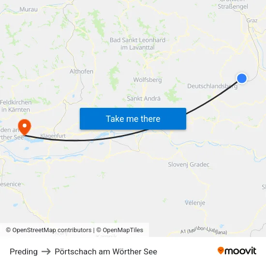 Preding to Pörtschach am Wörther See map