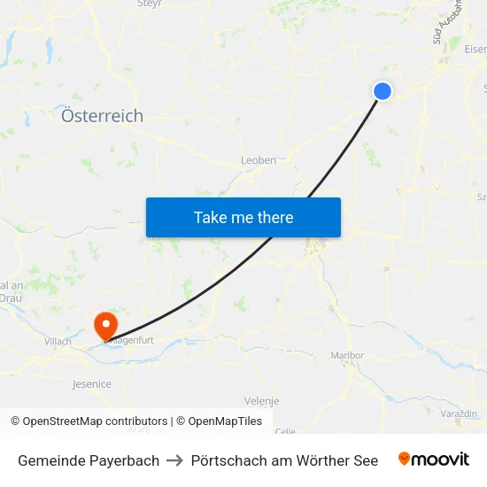 Gemeinde Payerbach to Pörtschach am Wörther See map