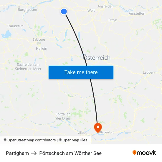 Pattigham to Pörtschach am Wörther See map