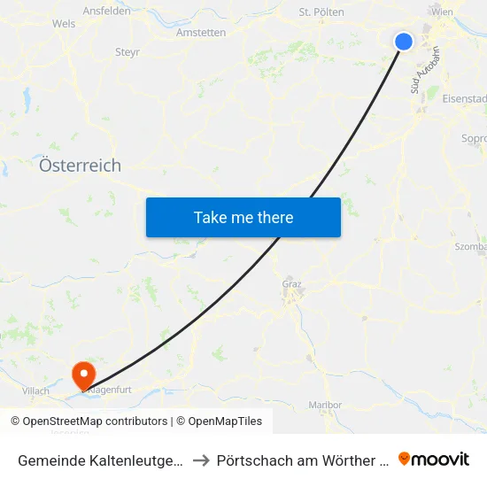 Gemeinde Kaltenleutgeben to Pörtschach am Wörther See map