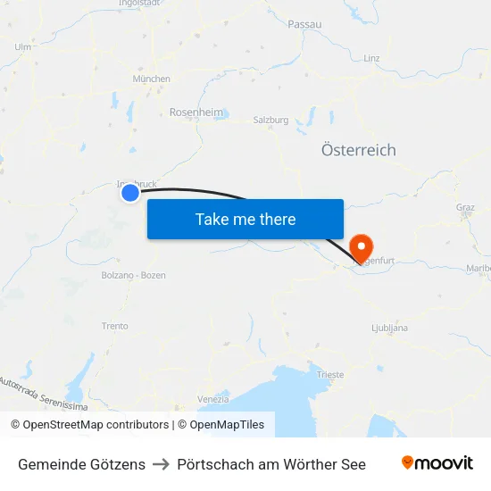 Gemeinde Götzens to Pörtschach am Wörther See map
