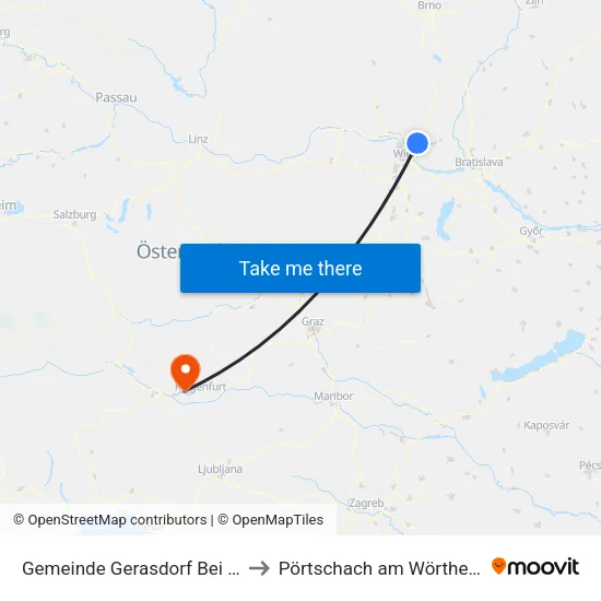 Gemeinde Gerasdorf Bei Wien to Pörtschach am Wörther See map