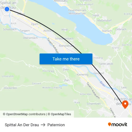 Spittal An Der Drau to Paternion map