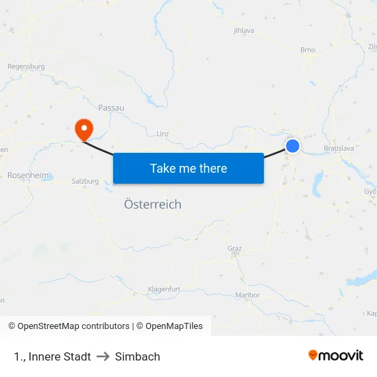 1., Innere Stadt to Simbach map