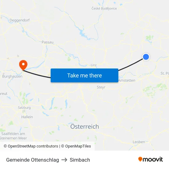 Gemeinde Ottenschlag to Simbach map