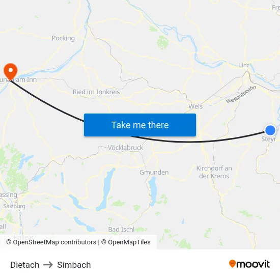 Dietach to Simbach map