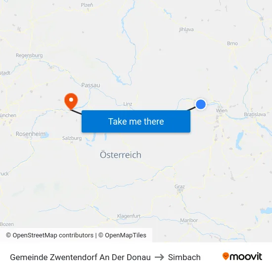 Gemeinde Zwentendorf An Der Donau to Simbach map