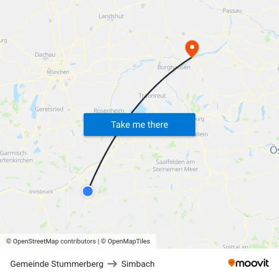 Gemeinde Stummerberg to Simbach map