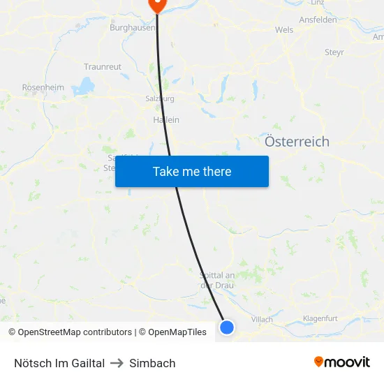 Nötsch Im Gailtal to Simbach map