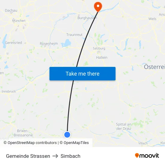 Gemeinde Strassen to Simbach map