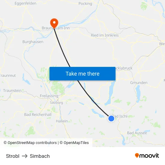 Strobl to Simbach map