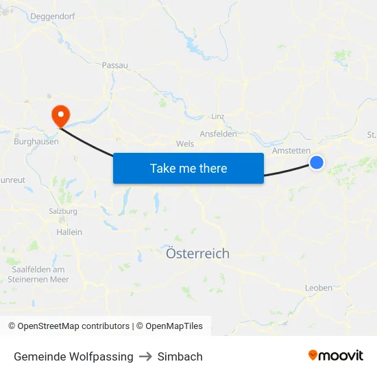 Gemeinde Wolfpassing to Simbach map