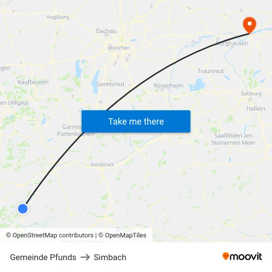 Gemeinde Pfunds to Simbach map