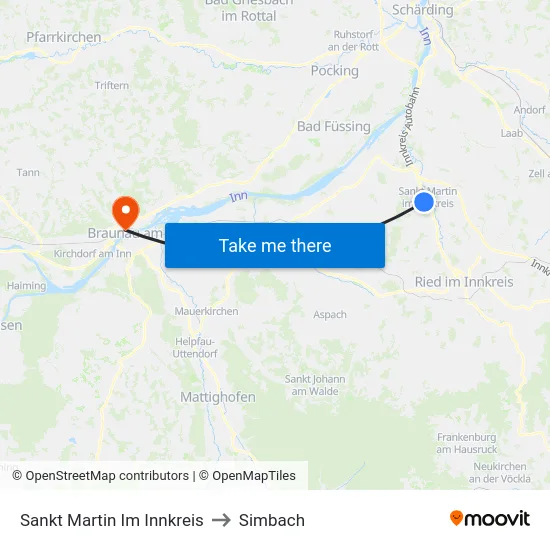 Sankt Martin Im Innkreis to Simbach map