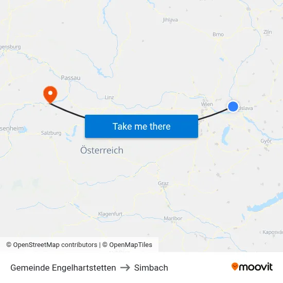 Gemeinde Engelhartstetten to Simbach map
