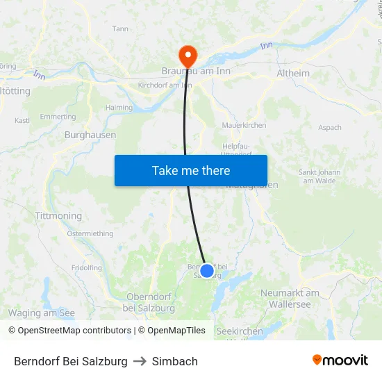 Berndorf Bei Salzburg to Simbach map