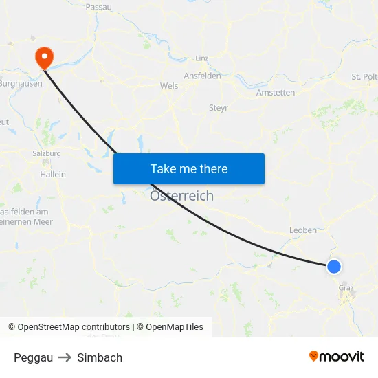 Peggau to Simbach map