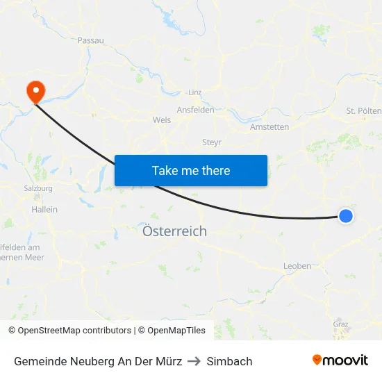 Gemeinde Neuberg An Der Mürz to Simbach map