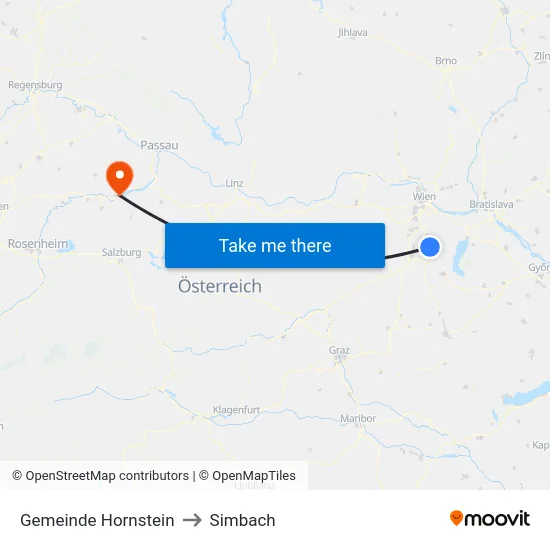 Gemeinde Hornstein to Simbach map
