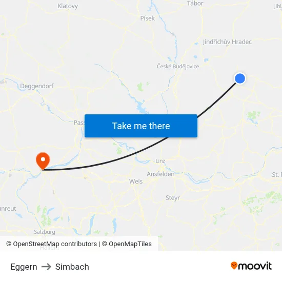 Eggern to Simbach map