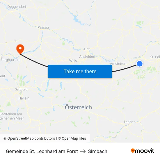 Gemeinde St. Leonhard am Forst to Simbach map