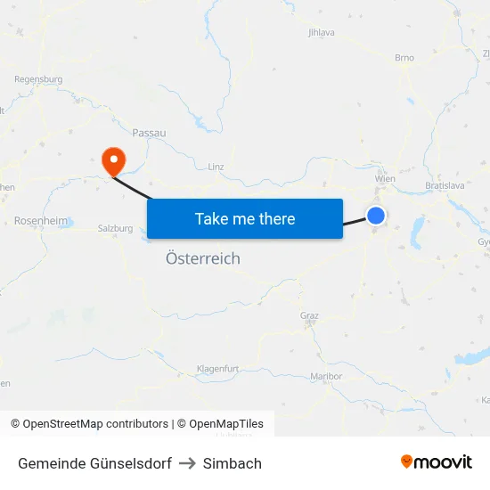 Gemeinde Günselsdorf to Simbach map