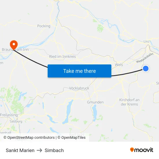 Sankt Marien to Simbach map