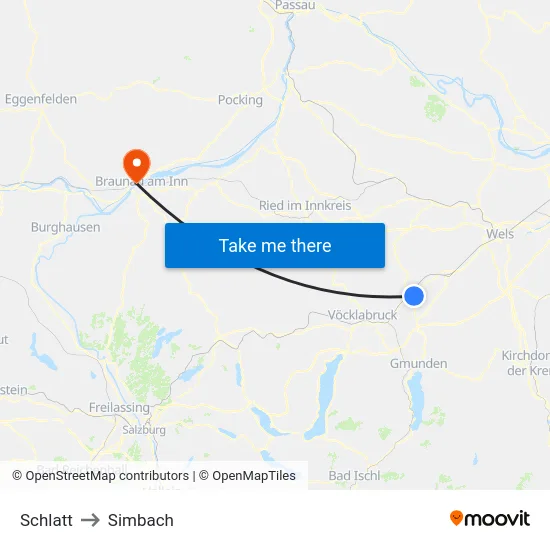 Schlatt to Simbach map