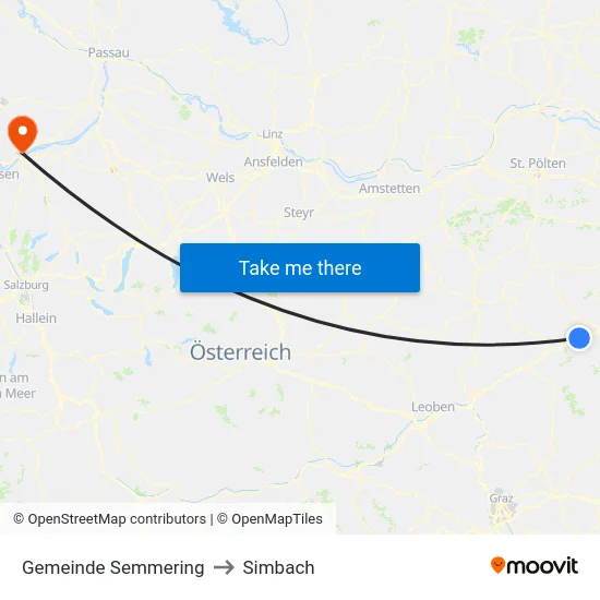 Gemeinde Semmering to Simbach map