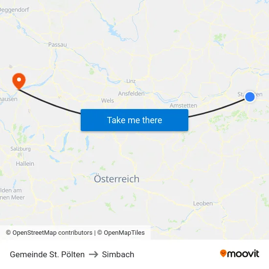 Gemeinde St. Pölten to Simbach map