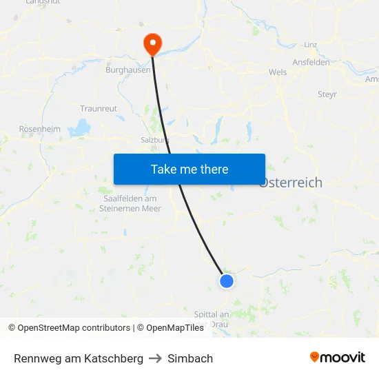 Rennweg am Katschberg to Simbach map
