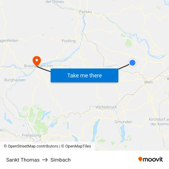 Sankt Thomas to Simbach map