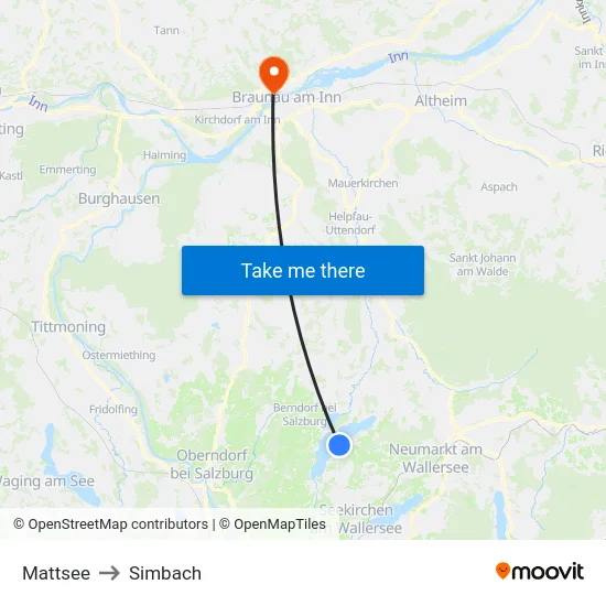 Mattsee to Simbach map