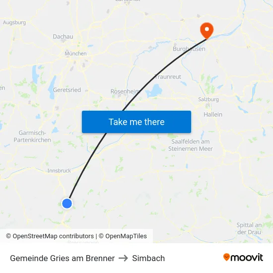 Gemeinde Gries am Brenner to Simbach map