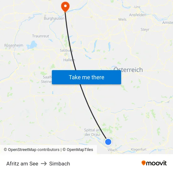 Afritz am See to Simbach map