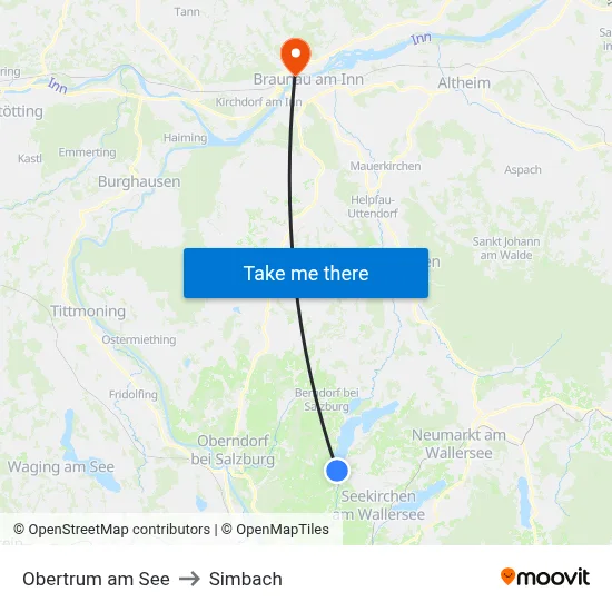Obertrum am See to Simbach map